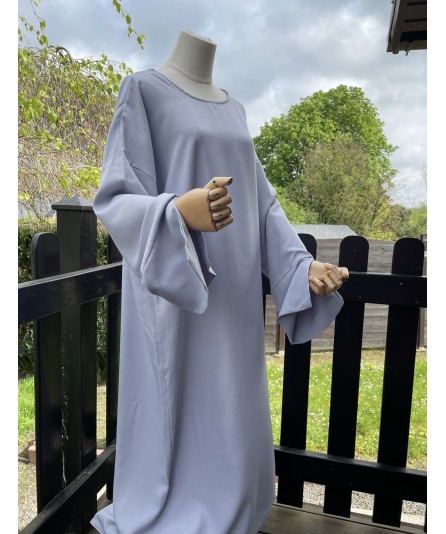 Abaya lin bleu gris