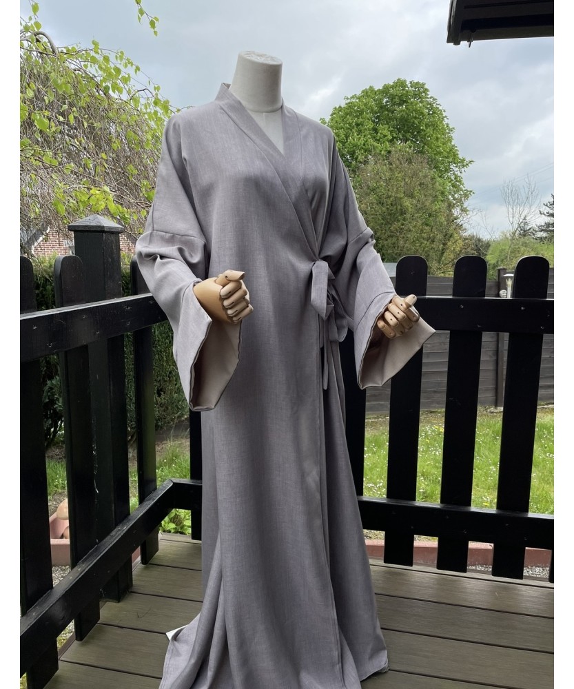 Kimono abaya gris clair