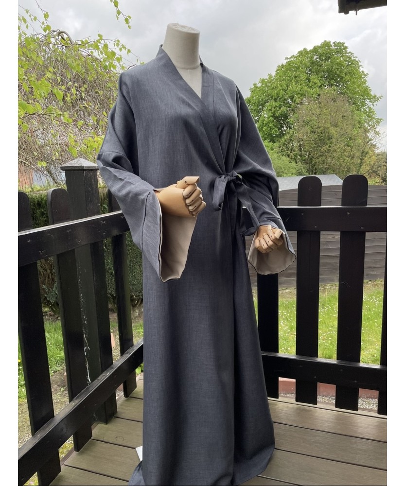 Kimono abaya gris chiné